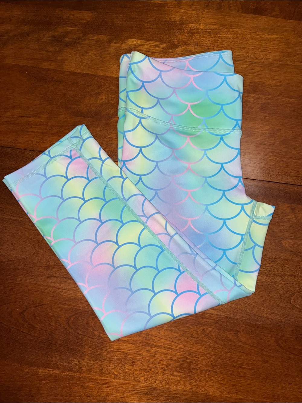 Feed Me Fight Me Pastel Mermaid Scale Leggings - Blue, Pink, Green